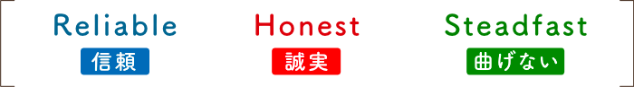 Reliable(信頼)、Honest (誠実)